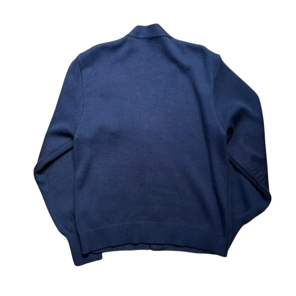 Military Equipment Buttoned Wool Blend Men's L Cardigan Blue